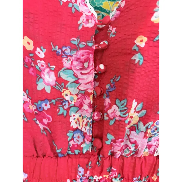 Betsey Johnson Mini Dress Red Floral Tiered Ruffle Lace Trim XS - Image 5