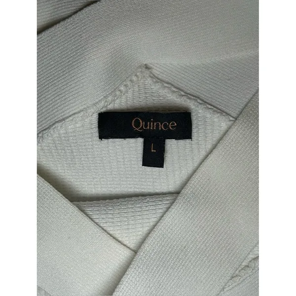 Quince White Cropped Halter Ribbed Knit Sleeveless Tank Top Women’s Size Large - Image 9