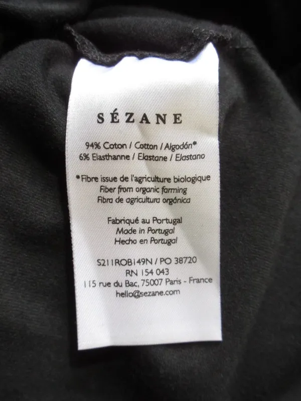NWT Sezane Pippa in Noir Black Tie Waist Side Slit Maxi T-Shirt Dress S - Image 6