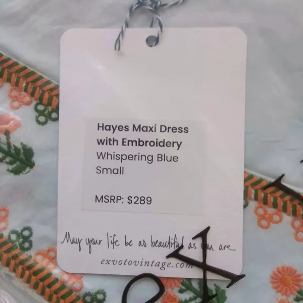 Ex Voto Embroidered Maxi Dress SMALL Hayes in Whispering Blue NEW NWT - Image 5