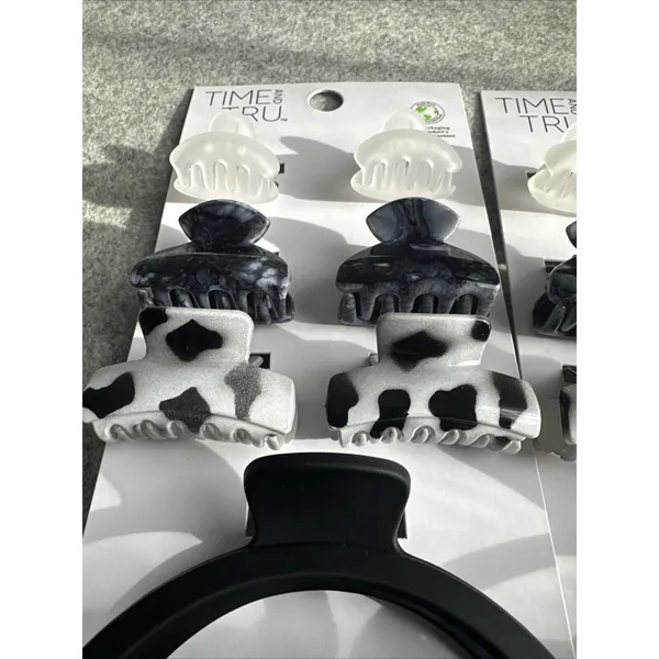 Time And‎ Tru Hair Claw Clip Lot of 2 Sets, 14 Total Black Clear White Lg Small - Image 6
