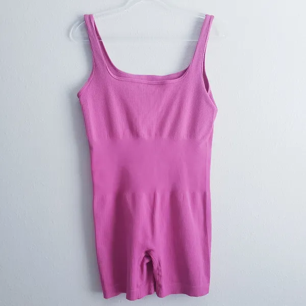 Ribbed Athletic Pink Short Romper Gym Fit - Image 6
