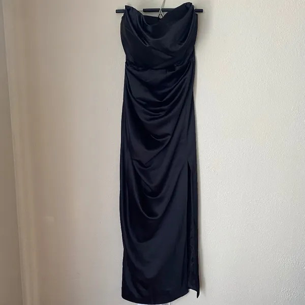 House of CB Adrienne black satin strapless corset maxi dress NWOT size S A-C - Image 6