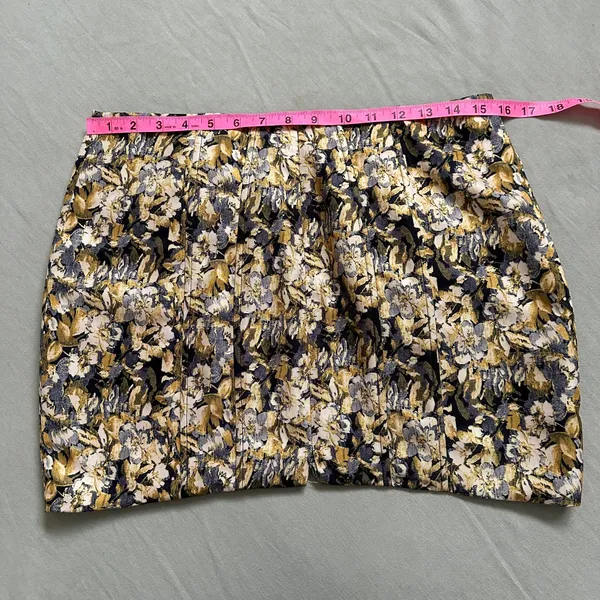 Lioness Large Floral Print Black Gold Retro Mod Low Waisted Mini Skirt Tapestry - Image 5