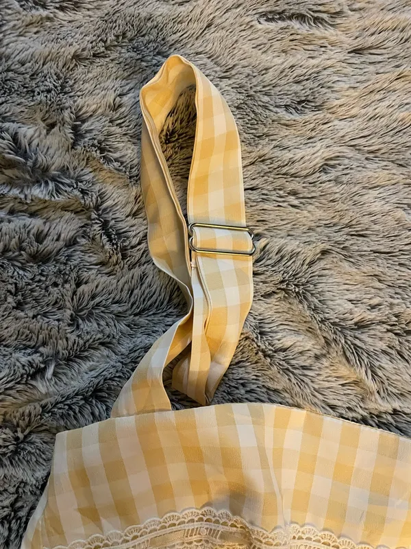 GINGHAM yellow summer corset laced midi dress with pockets - Image 5