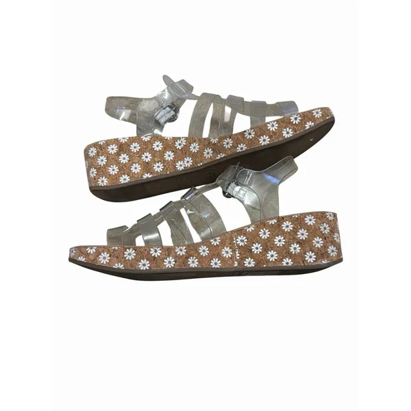 Steve Madden‎ Clear Strappy Cork Floral Wedge Platform Sandal Shoes Y2K Size 7 - Image 5