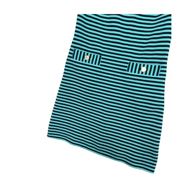 Lilly Pulitzer Dress Womens XS Green Blue Striped Shift Beach Resort Coastal - Image 5