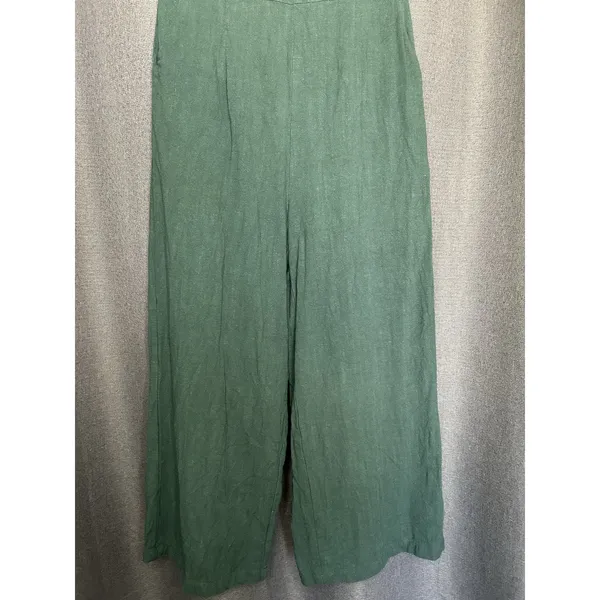 Lulu's‎ June Bloom Dk Green Linen Culotte Jumpsuit Size XS Off Shoulder - Image 4