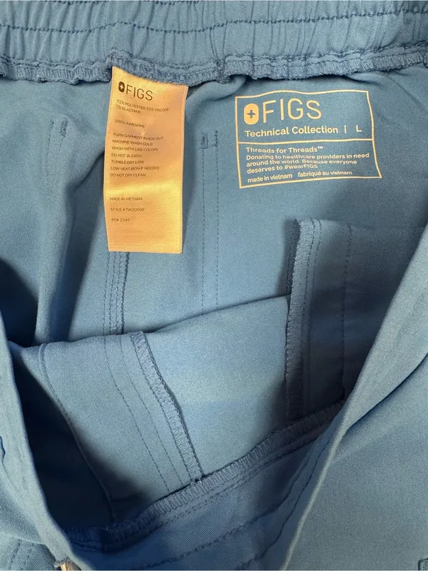 FIGS Yola Technical Collection Scrub Pants Women’s L | Ceil Blue | EUC - Image 5