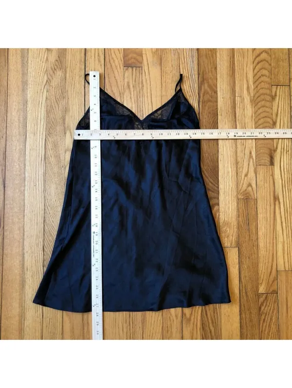 Victoria's Secret NWOT Vintage 1990s Women's Satin Black Lacy Slip Nightgown M - Image 2