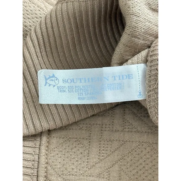 NWT Southern Tide Cordelia Pullover Sweater Womens XL‎ Tan Quilted Button Sides - Image 8