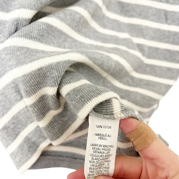 LL Bean Gray White Striped Ribbed Turtleneck Sz L - Image 2