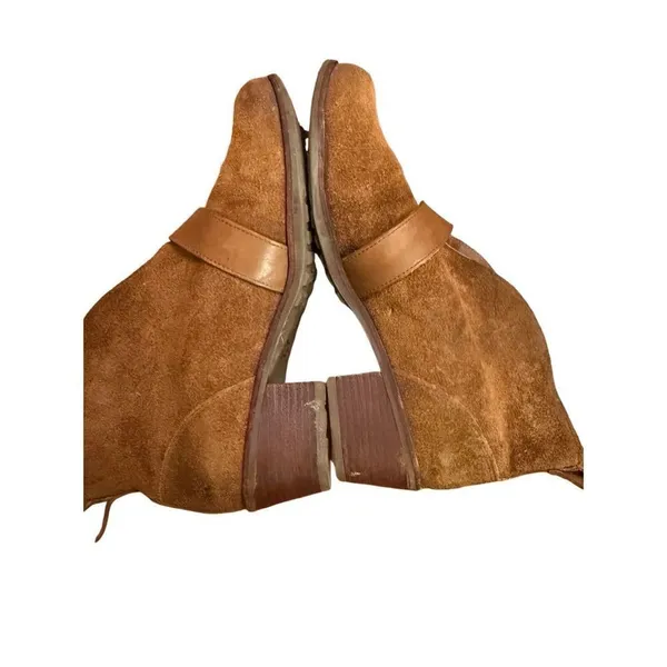 Ugg W Wright Belted Shearling‎ Lined Chestnut Leather Suede Ankle Boots Sz 7 - Image 4