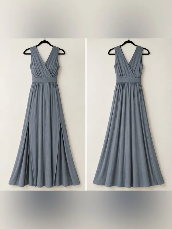 Lulus Gray Sleeveless Maxi Dress Double Slit Jersey Size Small - Image 4