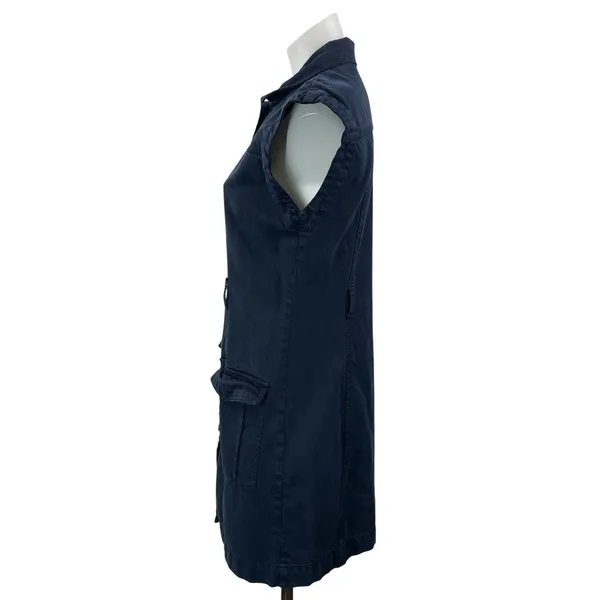 YPB Abercrombie & Fitch Navy Blue Short Sleeve Button Denim Jean Shirt Dress XS - Image 2