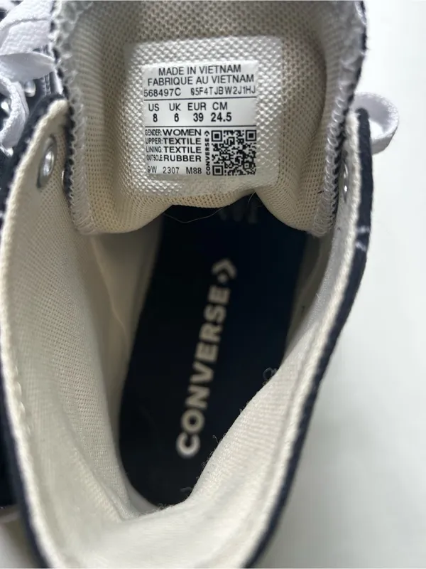 Converse Women’s Black and White Platform High Top Canvas Sneakers Size 8 - Image 8