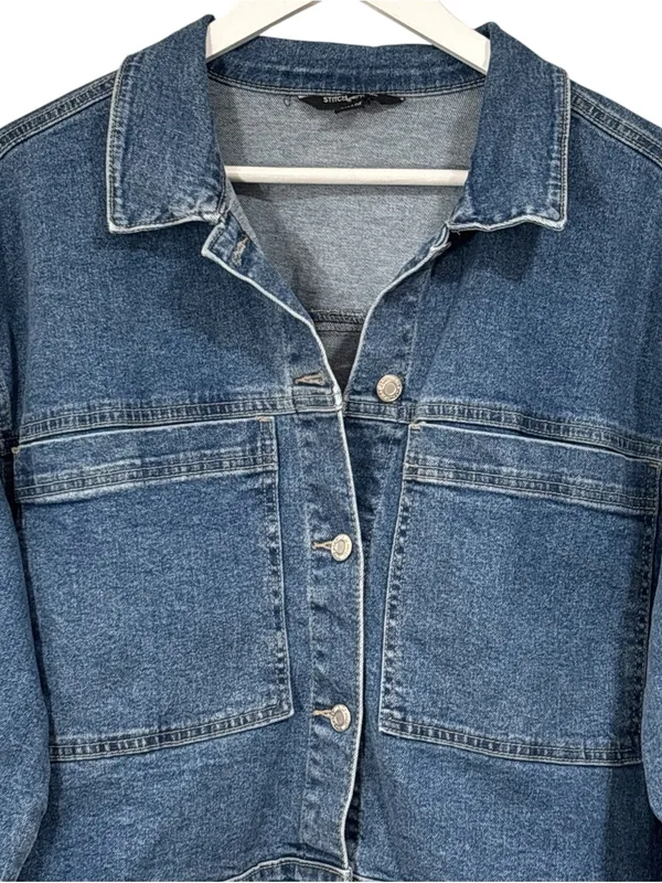 NWT Denim Blue Jean Cropped Jacket by Stitch Star Size XL Womens - Image 2