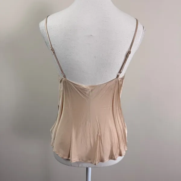 Olivaceous Cowl Neck Cami Top Champagne Beige Satin Viscose Rayon Medium NEW - Image 3