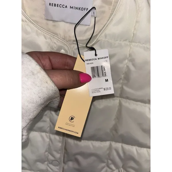 Rebecca Minkoff‎ quilted puffer jacket white medium NWT msrp $228 - Image 7