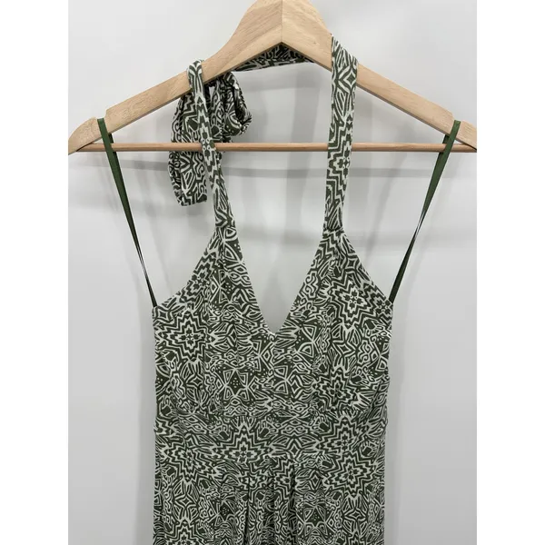 Banana Republic Green White Striped‎ Halter Maxi Dress Women's Size X-Small XS - Image 4