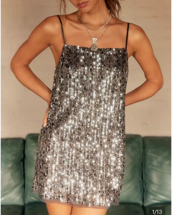 Free people midnight kiss mini slip dress charcoal color combo - Image 3