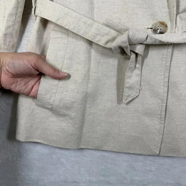 Madewell MD255 Linen Blend Belted Blazer Jacket Beige XXS New‎ - Image 3