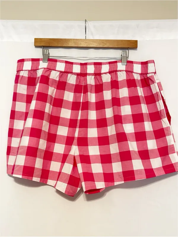 Lands' End Poplin Sleep Boxer Shorts size XL NWT Hot Pink‎ Gingham - Image 4