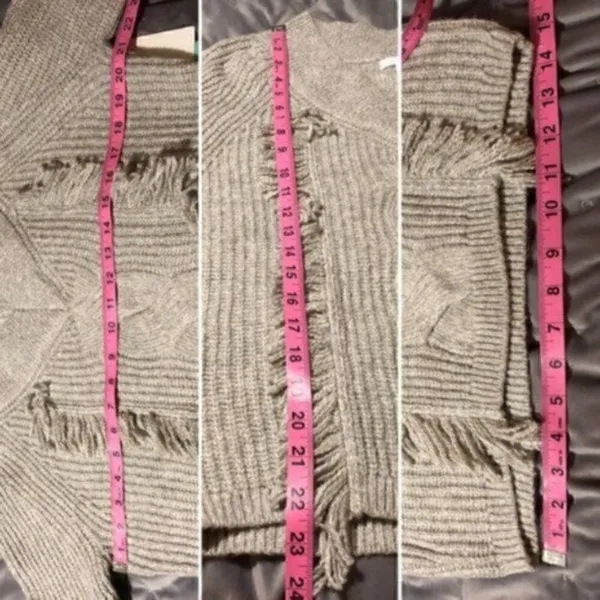 Abound Cable Knit Fringe Sweater Pullover Grey S - Image 11