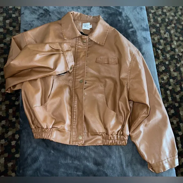 Princess Polly Evie PU Jacket in Brown Size M/L - Image 6