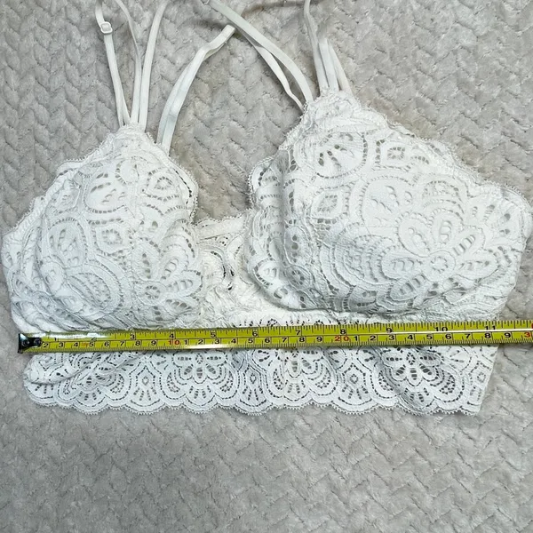 Aerie‎ White Strappy Lace Bralette with padding Size Medium - Image 4