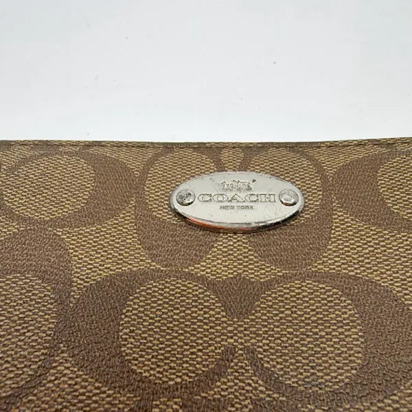 Coach Signature C Zip Around Brown Coated Canvas Wallet - Image 2