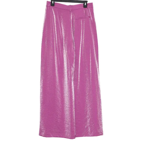 Maeve Shimmer Wide Leg Trousers Pants High Rise Orchid Statement Party Glam 10 - Image 3