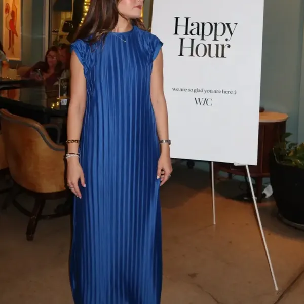 Atlein Navy Blue Plisse Pleated Midi Dress XS Shift Career Office Designer $260 - Image 8