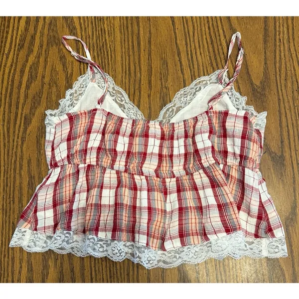 Brand New American Eagle Women's Size Medium Red White Sleeveless Cropped Top - Image 4