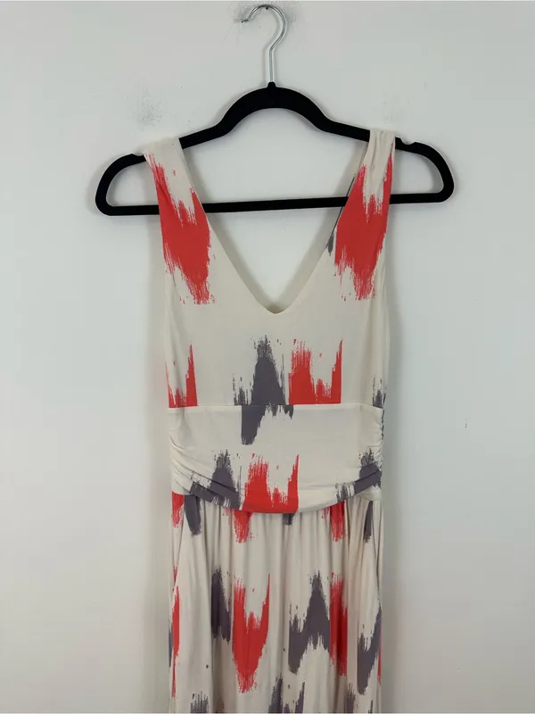 Anthropologie Maeve Sabine Maxi Dress Cream Gray Patterned Small Women's - Image 3