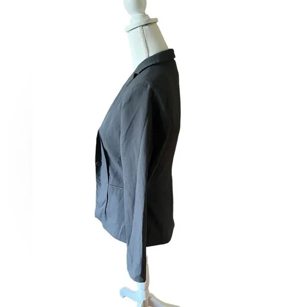 Venus Charcoal Gray Open Front Blazer Notched Lapel Workwear Size 4 - Image 3