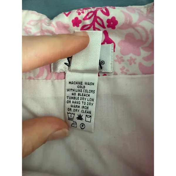 Lilly Pulitzer 100% Cotton Pink and White Mini Skirt Size 6 - Image 3