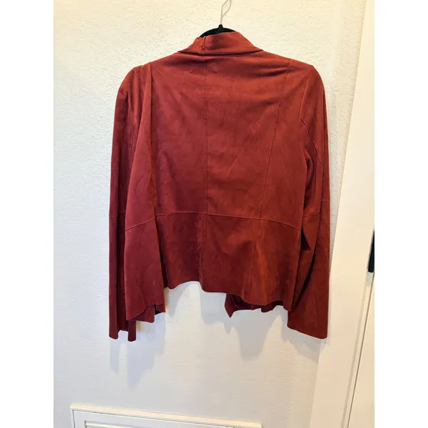 Bagatelle Collection Burgundy Faux Suede Draped Open Front Jacket XL - Image 4