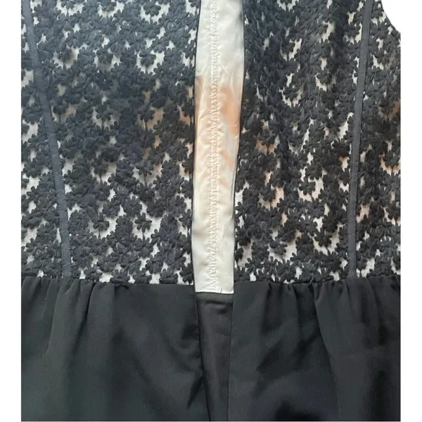 LOFT Sheath Dress Womens 8 Black Cream Floral‎ Lace Bodice Sleeveless Business - Image 7