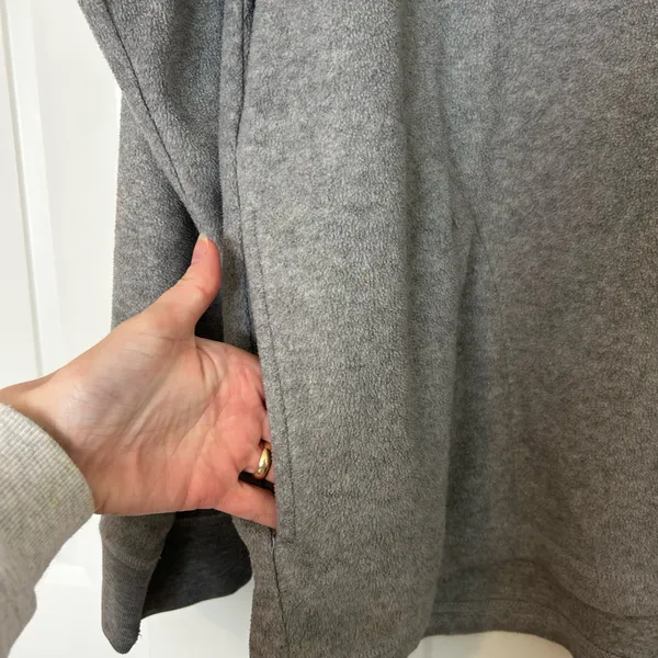 Grey vintage U.S. Polo Assn. quarter zip sweatshirt fleece in large Preloved Has holes for drawstring but doesn’t come with one - Image 2