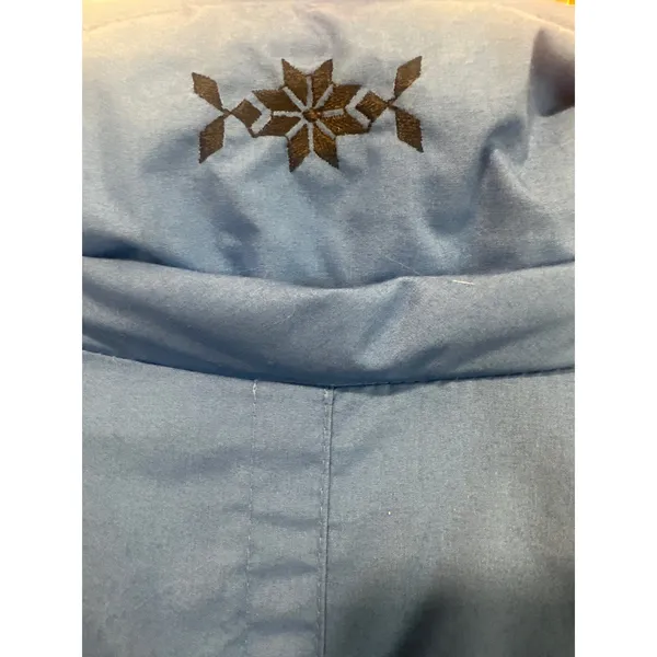 London Fog 2 in 1 Vintage Blue Puffer Parka Jacket Patterned Lining Womens M - Image 11