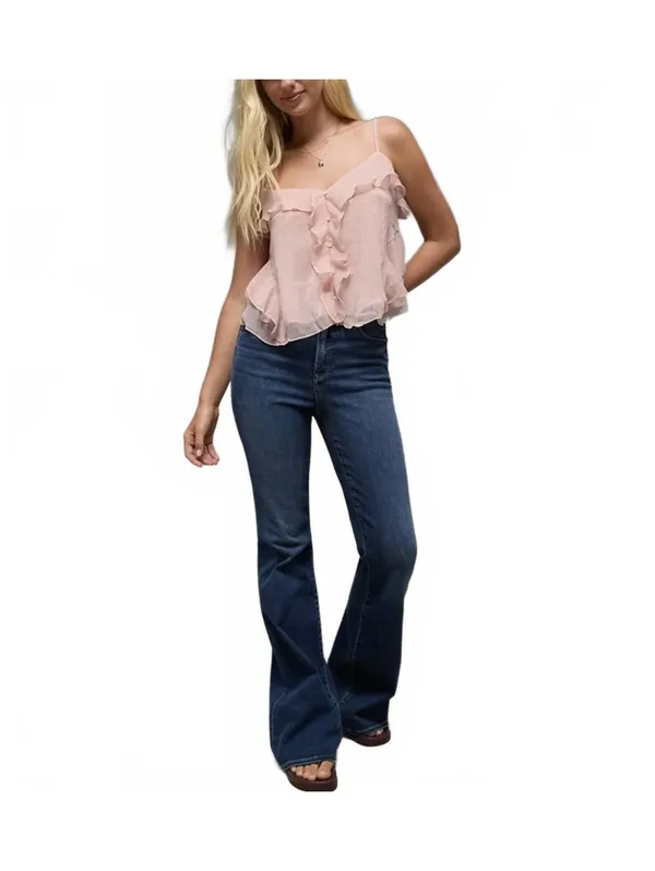 AE Ruffle Cami Tank Top American Eagle NWT Light Pink Medium - Image 9