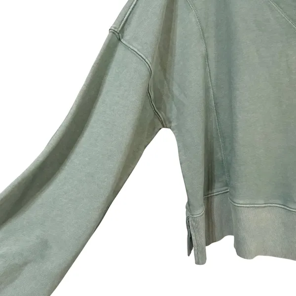 Aerie Women Oversized V-Neck Sweatshirt Olive Green Cotton Blend L - Image 5