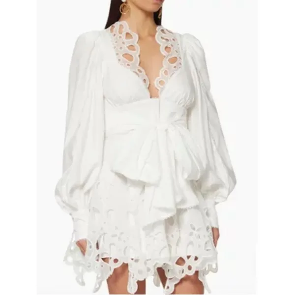 Acler Vicount Dress Embroidered Eyelet Dress Ivory White Size 6 NWT NEW - Image 2