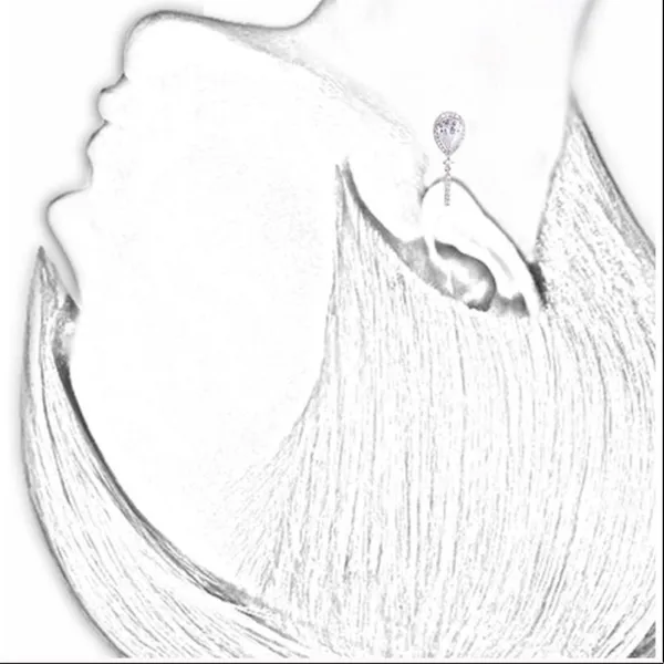 18K Gold Plated CZ Bridal Earrings Bride Drop Cubic Zirconia Wedding Sparkle - Image 3