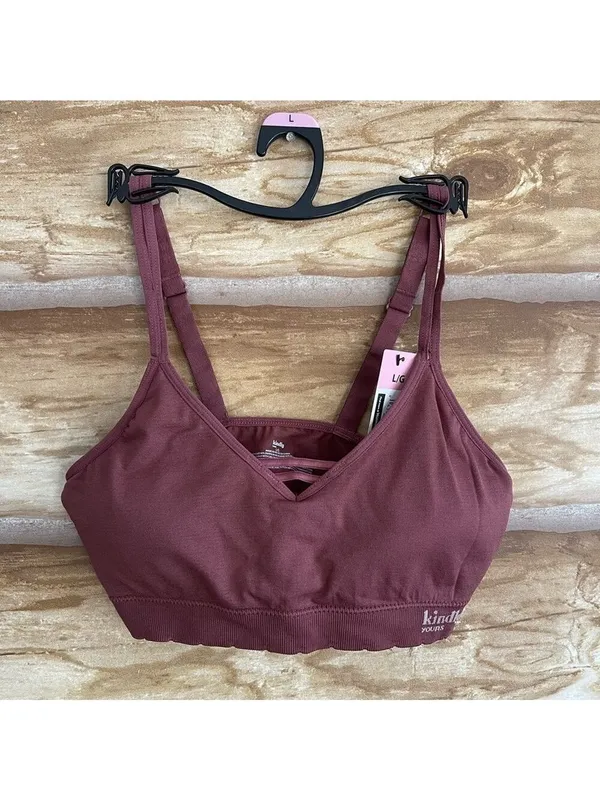 Kindly Yours caged v-neck seamless mauve seamless bralette size large - Image 6