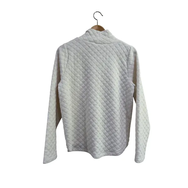 J. Crew Womens Quilted Mock Neck Pullover Ivory White Diamond Pattern BL249 M Size M - Image 3