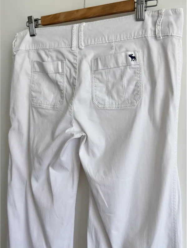 Abercrombie & Fitch White Bootcut Pants Low Rise Front Patch Pocket Women’s 6 - Image 6