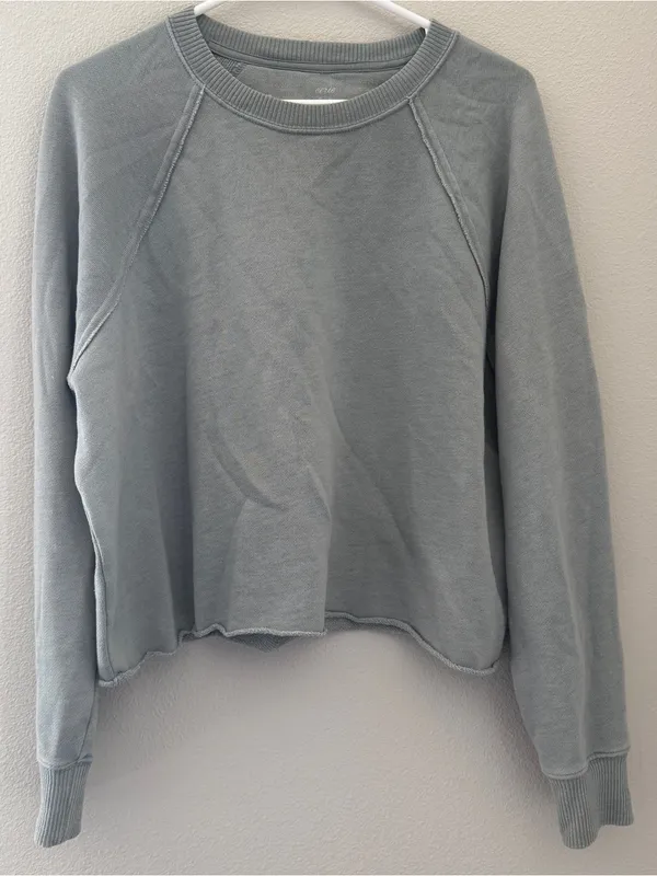 Aerie Cropped Crew Neck Sweatshirt Blue - Image 4