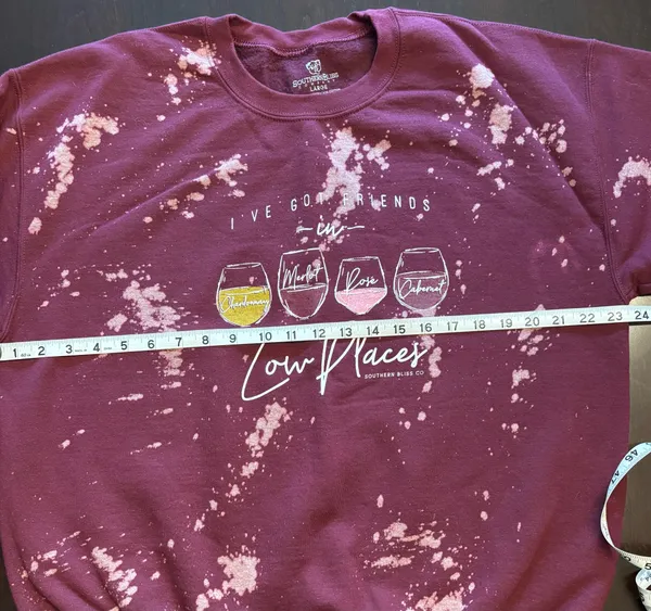 Boutique 🍷I'VE GOT FRIENDS IN LOW PLACES🍷- Southern Bliss Bleached Wine Sweatshirt - Size L - Image 5